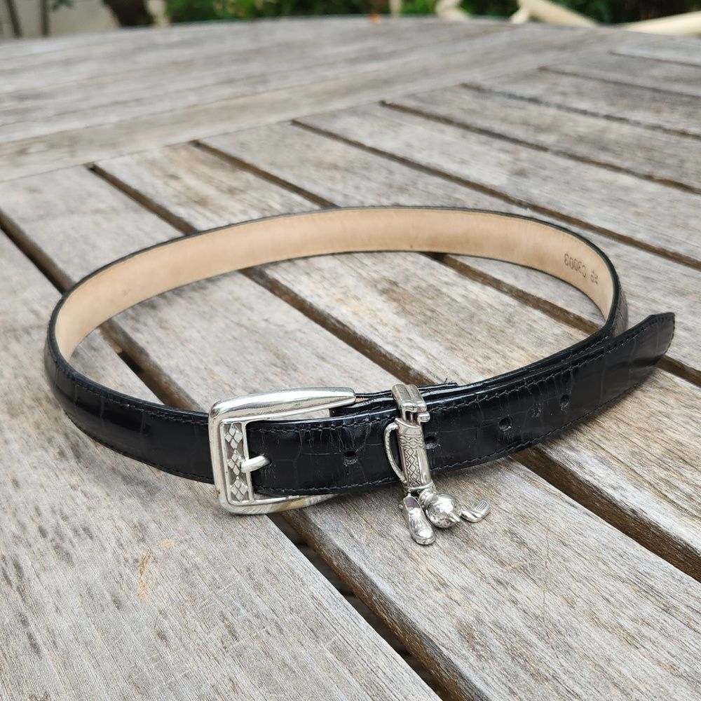 Brighton Black Leather Golf Themed Belt M 30